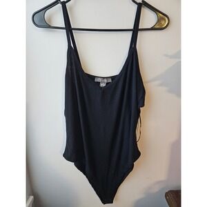 Primark Womens Black Ribbed Stretchy Tank Top Bodysuit Sz Small NWT